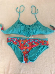 US Urban Sea 2 Piece Bikini Swim Suit Women's XL Teal With Fringe - Picture 1 of 5