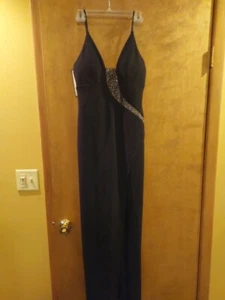 Emerald Sundae Elegant Evening Dress Black Spaghetti Strap Floor Length NEW - Picture 1 of 13