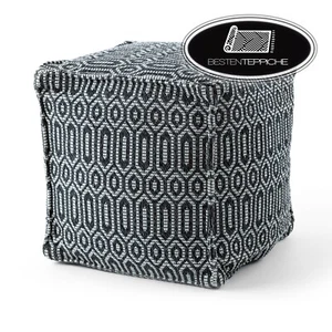 Novedad Moderno Puff Taburete 'Square' Boho para Asiento Negro/ Gris Claro - Imagen 1 de 6
