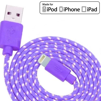 10FT Fabric Braided Charger Cable USB Data FOR apple iPhone X 8 7 6 plus 5s ipod - Image 1 of 4