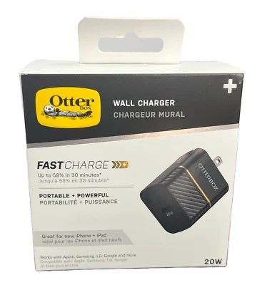 OtterBox USB-C Fast Charge Wall Charger 20W - Black-  For IPhone & Samsung New - Image 1 of 4