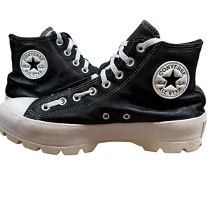 Converse All Star Lugged Black Leather Platform Shoes Sneakers Womens Size 10 - Picture 1 of 9