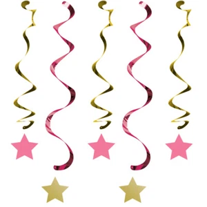 Twinkle Twinkle Little Star Party Supplies Swirls 5Pk Girl Pink One 1st Birthday - Picture 1 of 1
