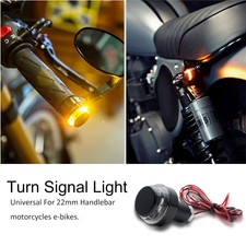 2PCS Motorcycle Turn Signal LED Light Indicator Handle Bar End Handlebar