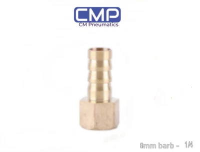 1/4" BSP to 8mm Brass Female Barb Hose Tail Fitting Fuel Air Gas Water Hose Oil - Image 1 of 3