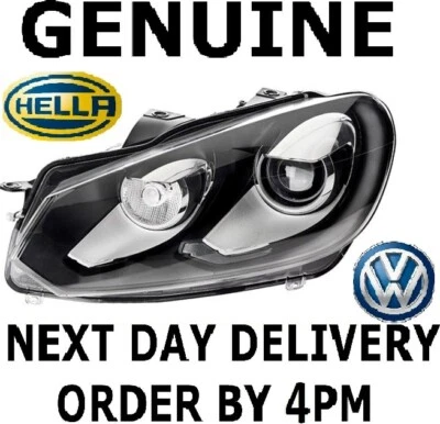 Genuine VW Golf MK6 Bi-Xenon AFS Hella Headlight Passenger Left Side 2009-2012 - Image 1 of 2