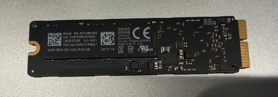 128GB Samsung SSD MZ-JPV128R/0A2 Macbook Air Pcie 3.0x4 655-1857J Apple SSD - Imagem 1 de 1