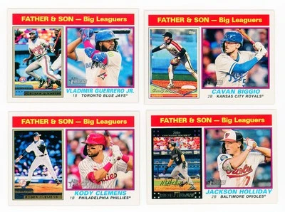 2025 Topps Heritage Father & Son 4-Card Lot – Holliday, Guerrero, Biggio,Clemens - Image 1 of 2