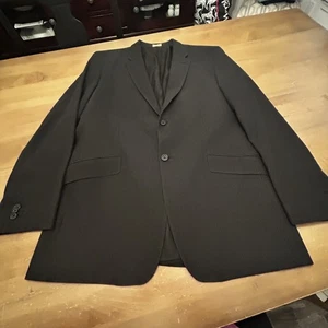 Banana Republic Blazer Mens 46L Black Pinstripe Linen Blend Jacket Suit Coat - Picture 1 of 15