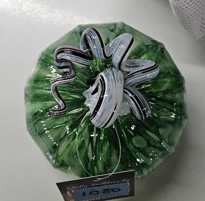 Luke Adams Glassplowing Studio Holiday Glass Pumpkin #1080, tamaño en cuclillas Foto 1 de 4