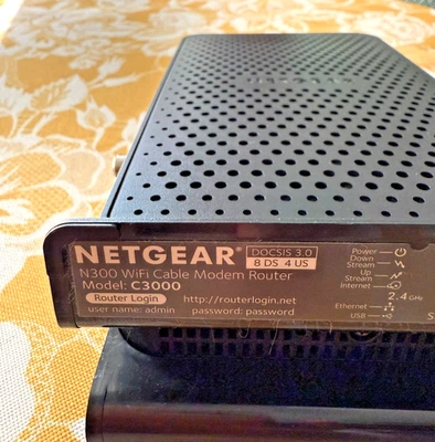 NETGEAR DOCSIS 3.0 Cable Modem Router Combo N300 WiFi C3000 - Image 1 of 4