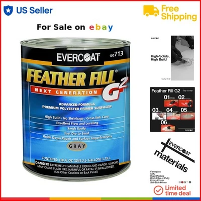 Feather Fill G2 Polyester Primer Surfacer 128oz Gray for Fiberglass Plastics - Image 1 of 4