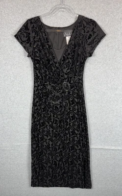 Alex Evenings Dress Womens 10 Velvet Floral Sheath Short Sleeve Formal Cocktail - Image 1 of 4