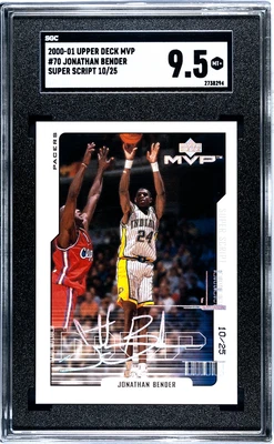 Jonathan Bender 2000-01 Upper Deck MVP Super Script 10/25 SGC 9.5 Pacers Foto 1 de 2