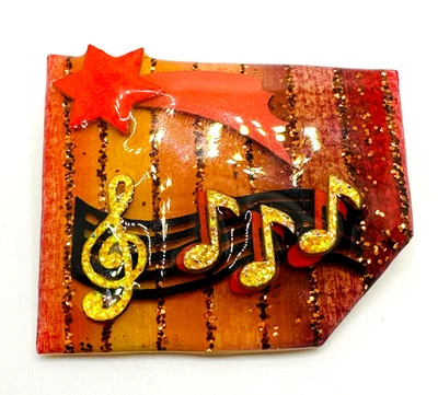 Prendedor musical de música de colección difícil de encontrar de Lucinda notas brillantes clave aguda estrella fugaz Foto 1 de 4