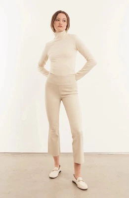 vs SPRWMN Stretchy French Plongé Leather Crop Flare Leggings Pants Size MEDIUM - Image 1 of 4