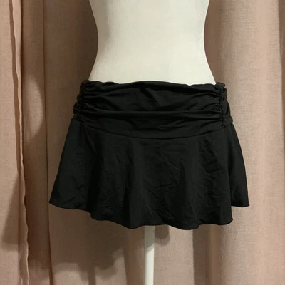 black y2k ruched waist micro mini swim bikini skirt - large - Image 1 of 4
