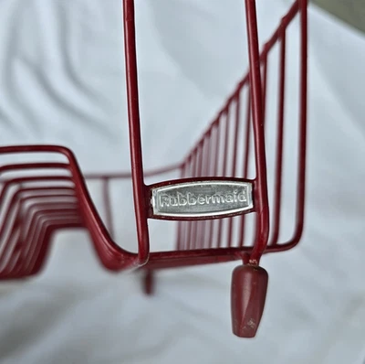 Подлинный винтажный металлический логотип Rubbermaid Dish Drainer Red Rack 14x12,5x5,5 дюйма - Изображение 1 из 4