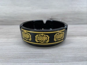 Vintage Golden Nugget Las Vegas Casino Ashtray  Black Glass 3.5" Diameter - Picture 1 of 8