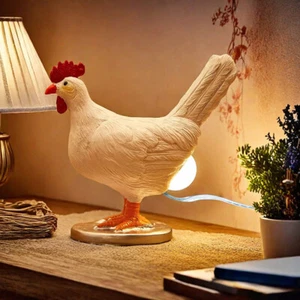 LED USB Chicken Egg Lamp 3D Night Light Resin Rooster Table Lamp Easter Birthday - Picture 1 of 13