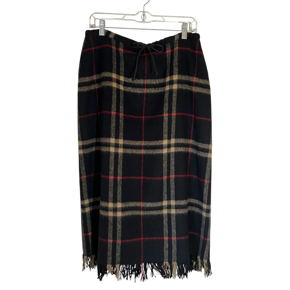 Falda Forrada Caqui Británica A Cuadros Mezcla Lana Negra Talla 12 Foto 1 de 4