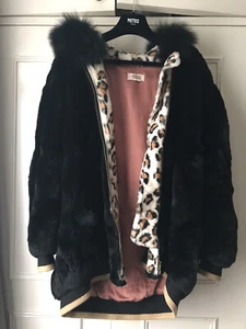 Never Worn Yves Salomon Oversized Printed Fox and Rabbit Fur Jacket - Picture 1 of 12