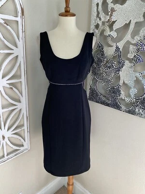 VESTIDO VAINA SEXY VINTAGE CACHE talla 7/8 NEGRO ESTRÁS MALLA RECORTE LATERALES HECHO EN EE. UU. Foto 1 de 4