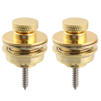 2 peças alças de trava de cabeça chata dourada para baixo de guitarra acústica elétrica - Imagem 1 de 4