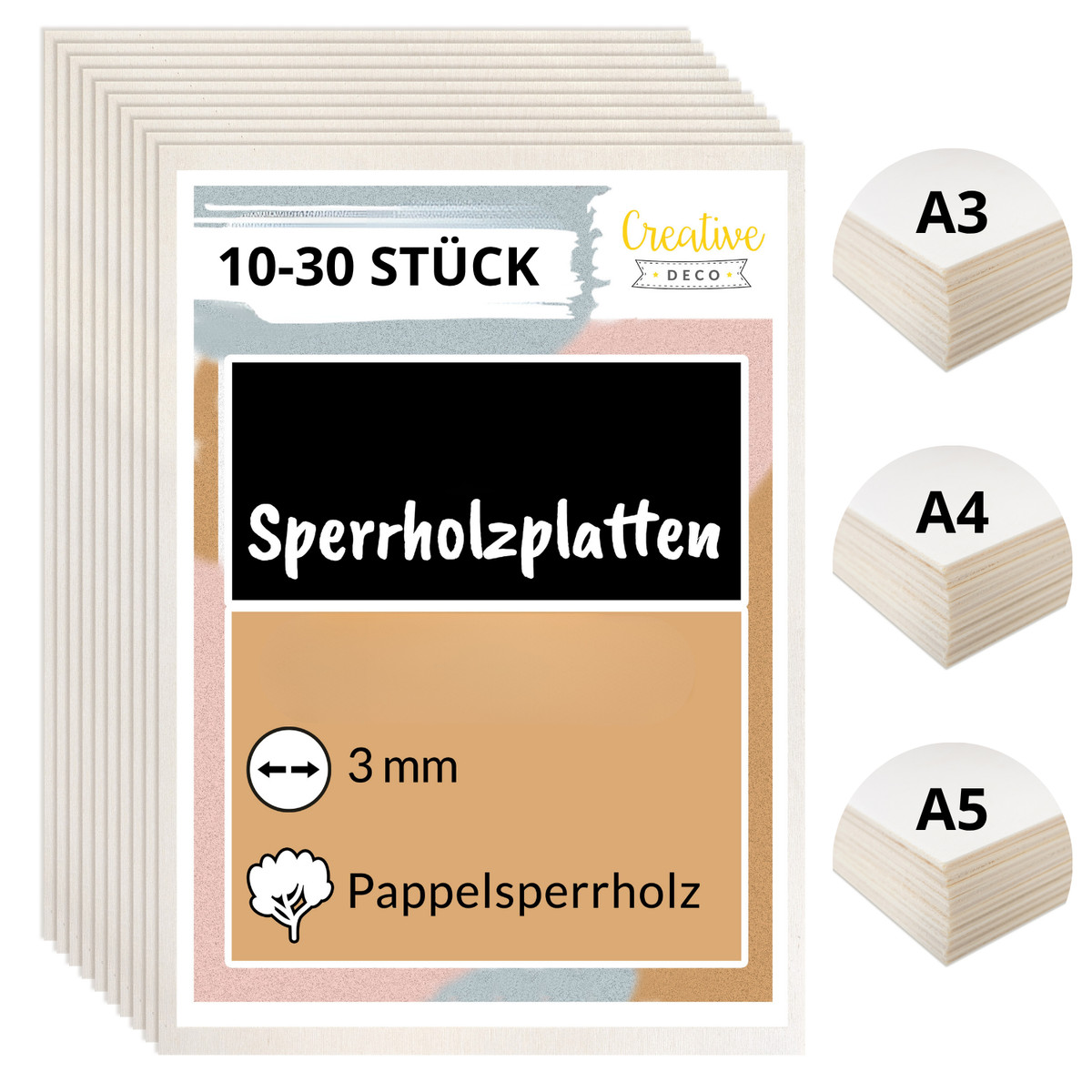 DIY Sperrholz Für Bastler Sperrholzplatte Birkensperrholz 3mm 30x A3 ( 420x297mm) - Für Laser, Basteln, Modellbau & Deko Modellbau Material