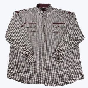 Knockout Jeans Men's 5XB Long Sleeve Shirt Maroon and white - Picture 1 of 7