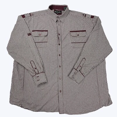 Knockout Jeans Men's 5XB Long Sleeve Shirt Maroon and white - Image 1 of 4