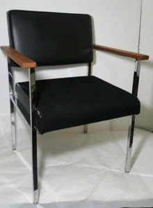 Corry Jamestown Vintage Mid Century Modern Chrome/Black Office Arm Chair - Picture 1 of 12