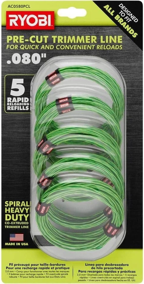 10 Pack RYOBI 0.080 in. x 16 ft. Pre-Cut Spiral Line - Image 1 of 4