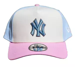 New York Yankees Hat Pink White Blue Snapback Adjustable New Era 9FORTY A-Frame - Picture 1 of 5