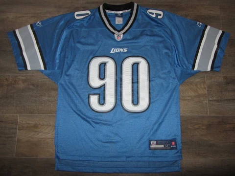 Detroit Lions Ndamukong Suh Reebok NFL Football Jersey M Vintage Team Blue Rare Cover
