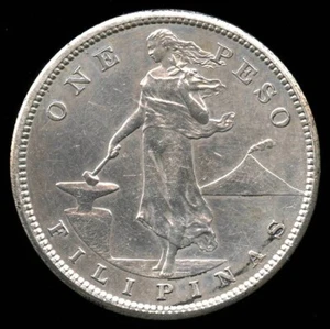 1907-S One Peso Silver Philippines Coin AU SF Mint US Territory Production - Picture 1 of 3