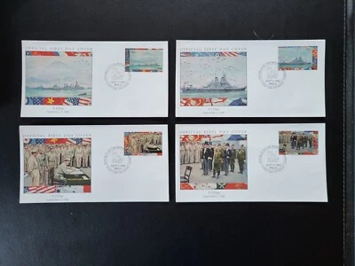 Set of 4 Marshall Islands WW2 WWII FDC V-J Day SC# 521-524 - Image 1 of 2