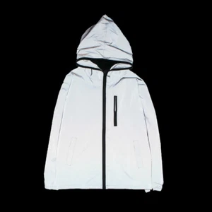 Abrigo de baile reflectante con capucha para motociclista de viaje hip hop con cremallera rompevientos para hombre - Imagen 1 de 9