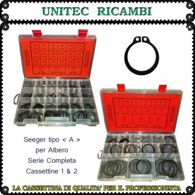 UNITEC Seeger tipo A per albero - serie completa - doppia scatola assortimento 328 pz