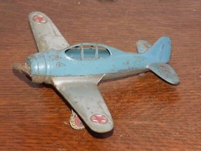 Vintage Kidde-Toy Hubley US Army Cast Metal Plane with Fold Up Wheels - Image 1 of 4
