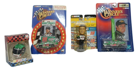 New In Pkgs! Lot of 4 Bobby Labonte Bobble Head, 2 Cars 1:64, Helment Ornament Cover