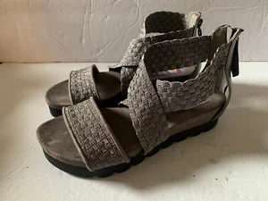 ZEE ALEXIS Fran Metallic Silver  Woven Elastic Strap Sandals Women’s Size 6 - Picture 1 of 8