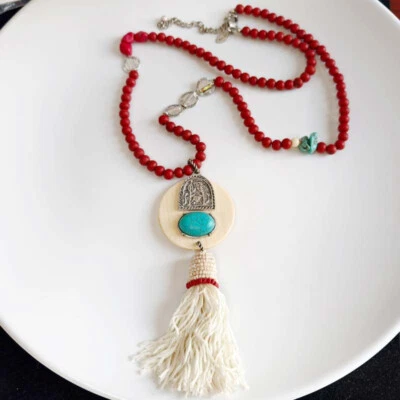 32" Chicos Tassel Pendant Necklace Statement Gift Vintage Women Party Jewelry - Image 1 of 4