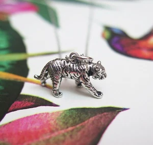 Sterlingsilber Chinesisch Zodiac Jahr von Den Tiger Anhänger Halskette - Picture 1 of 1