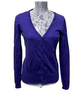 H&M Sweater Knit Purple Cardigan V-Neck Button Long Sleeve Jacket Womens M - Picture 1 of 15