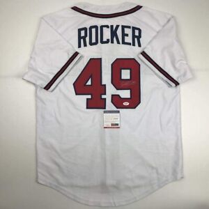 Autographed/Signed JOHN ROCKER Atlanta White Baseball Jersey PSA/DNA COA Auto