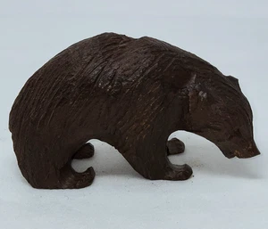 VINTAGE HAND CARVED WOOD HEAVY IRONWOOD BEAR FIGURINE 5.5" FOLK ART - Picture 1 of 6