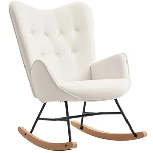 Mecedora, Moderno Sillón Tapizado de Terciopelo con Patas de Madera Maciza y Metal - Imagen 1 de 12