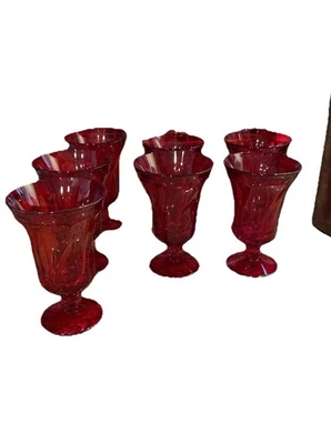 Noritake Sweet Swirl Dark Red Glasses Set Of 7 - Image 1 of 3