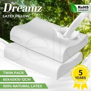 Dreamz Natural Latex Pillow High Low Side Washable Case Anti Bacteria Luxurious - Picture 1 of 8